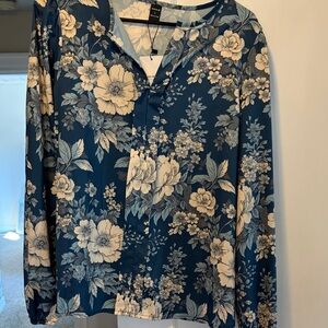 SHEIN Blue Floral Blouse